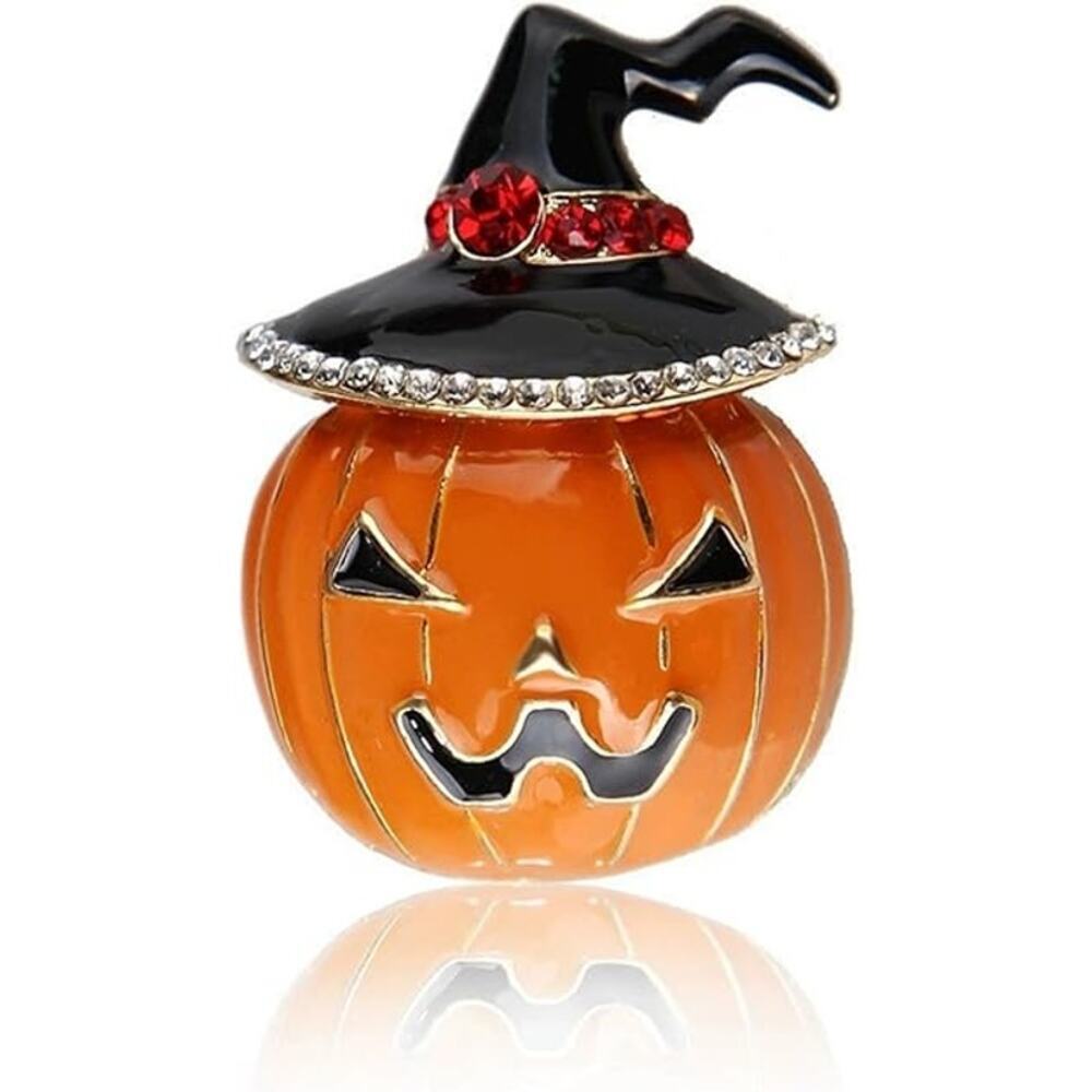 t Pumpkin Brooch for Women Halloween Fashion Enamel Crystal Leaf Dress